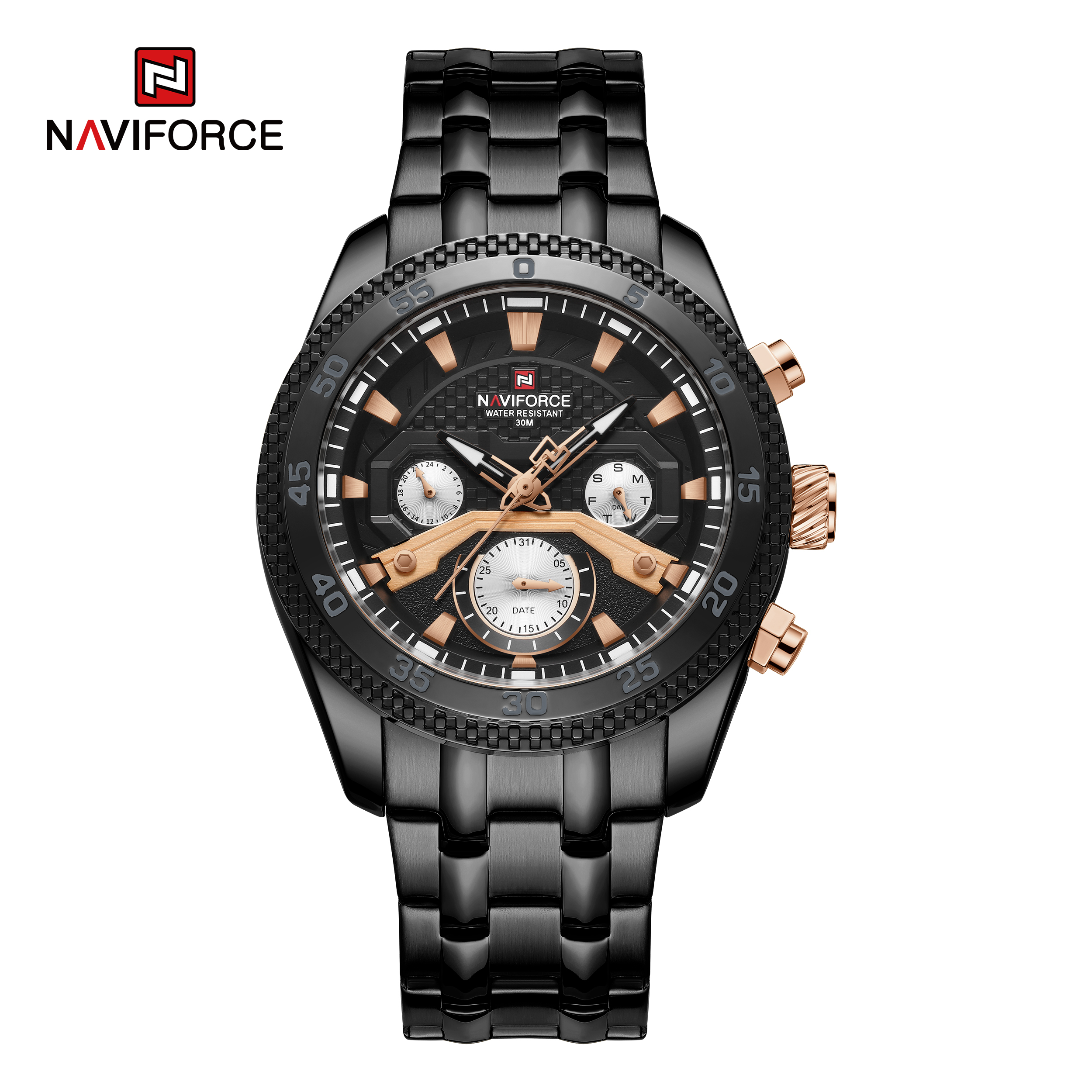 ساعت مچی مردانه نیوی فورس استیل مدل Naviforce 9222 تمام مشکی
